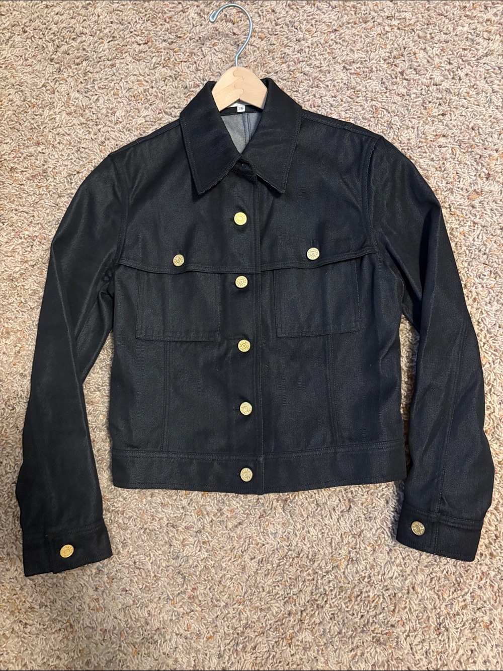Celine Black Jean Jacket with Gold Buttons